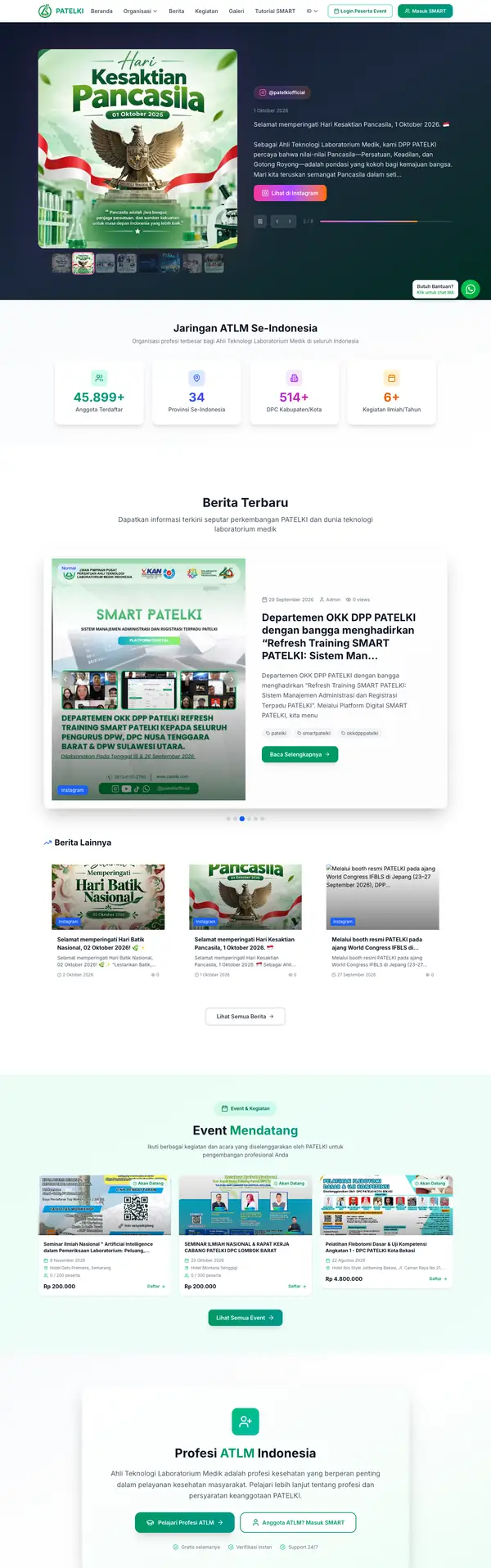 Tampilan situs SMART PATELKI