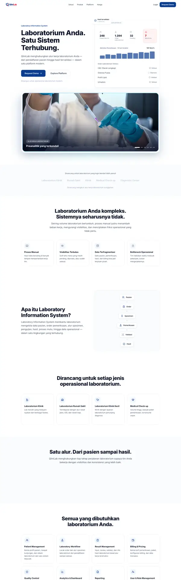 Tampilan situs QliniLab